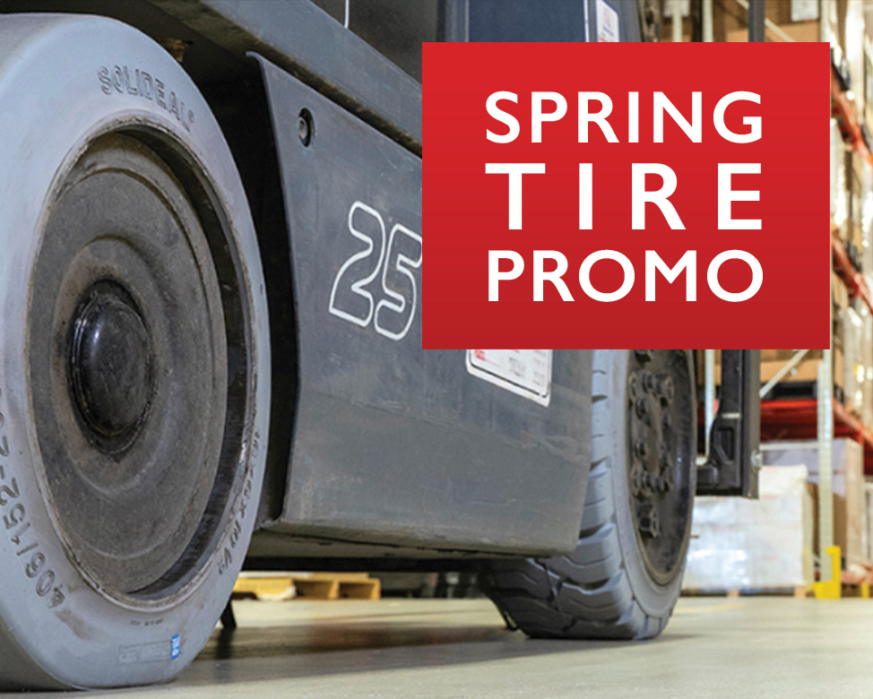 forklift tires with with words Spring Tire Promo 